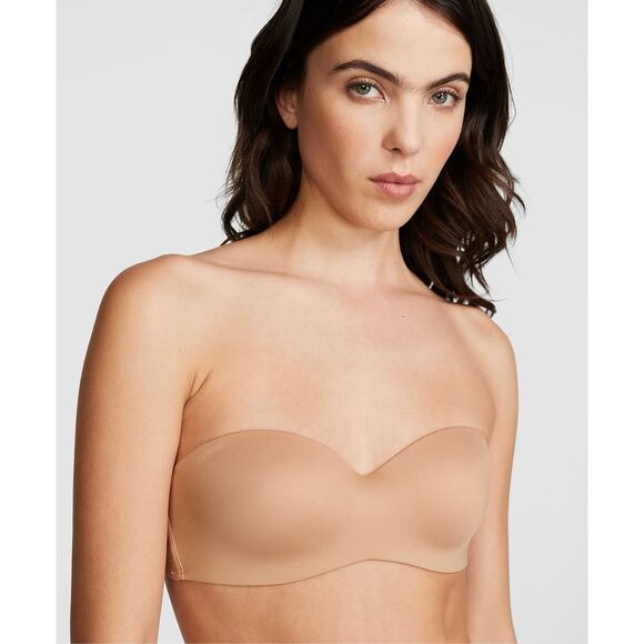 Victoria’s Secret PINK 38C Lightly Lined Strapless Bra Beige Underwire Comfort - Picture 1 of 9